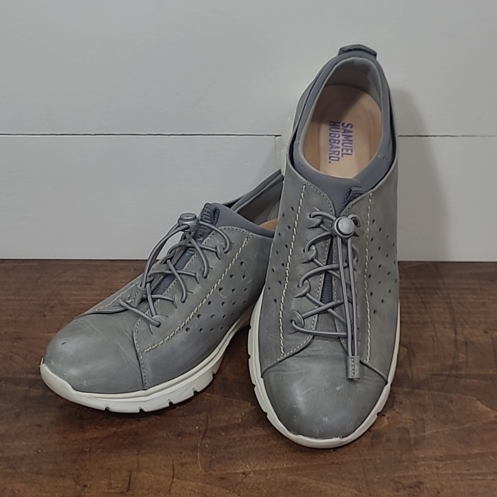Samuel Hubbard Flight 707 Grey Leather Walking Shoe Sneakers Women's sz 9.5